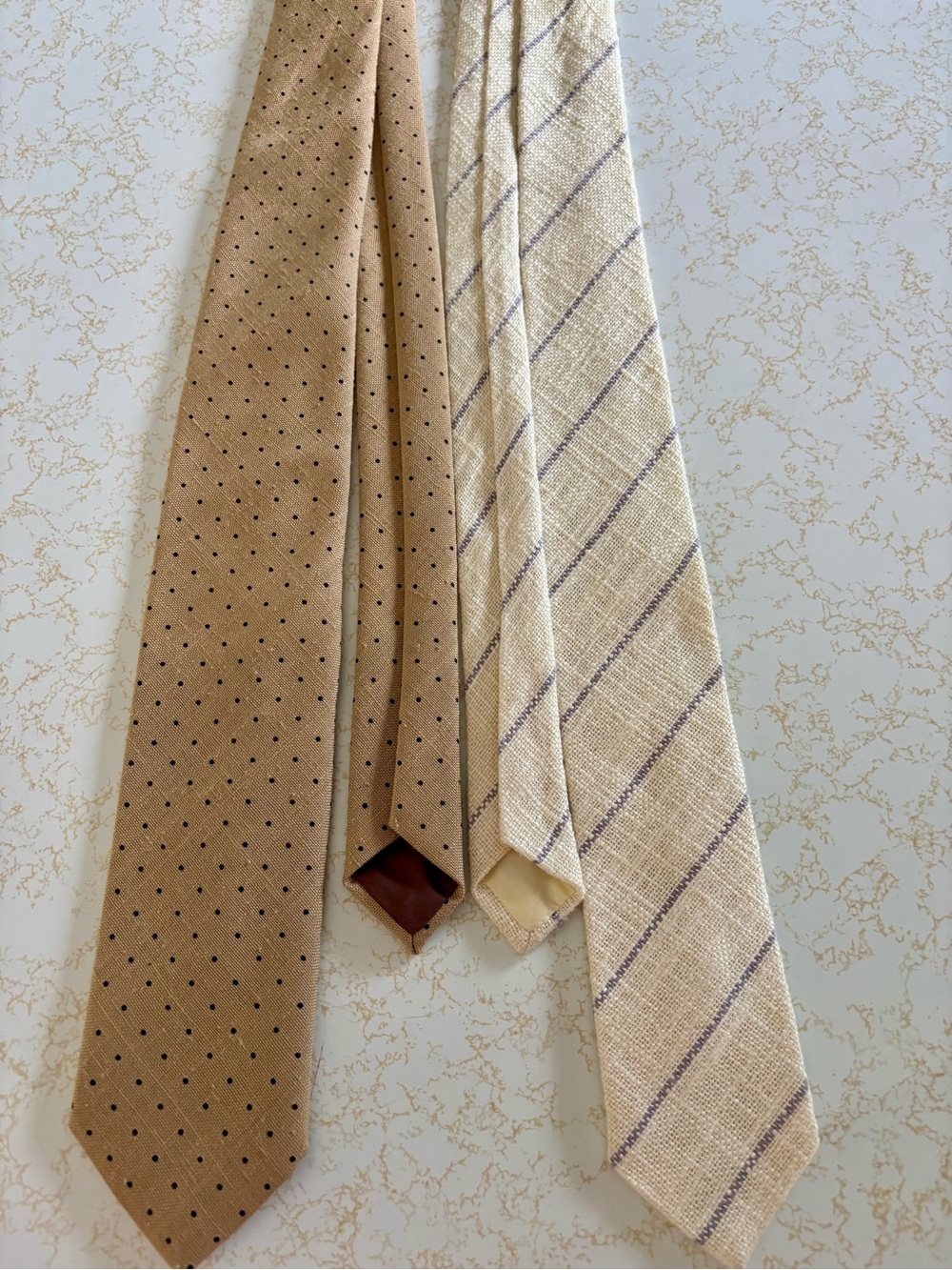 2 John Henry ties. Ivory and Lavender and brown with black dots. Preloved - Picture 2 of 7